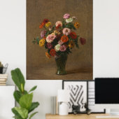 Henri Latour - Zinnias Poster (Thuiskantoor)