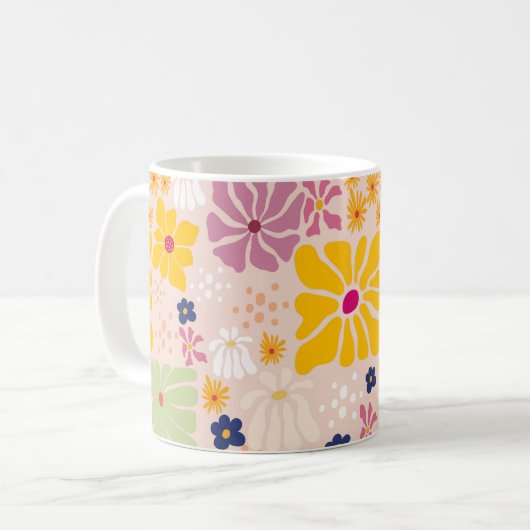 Henri Matisse Floral Inspired Seamless Pattern Koffiemok (Voorkant links)