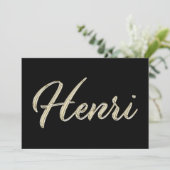 Henri Name white gold Handwriting Karte Kaart (Staand voorkant)