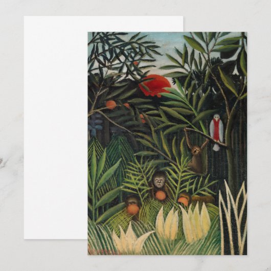 Henri Rousseau - Apen en papegaai in Maagdenbos Bedankkaart (Voorkant / Achterkant)