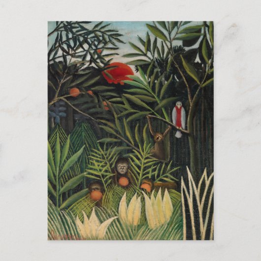 Henri Rousseau - Apen en papegaai in Maagdenbos Briefkaart (Voorkant)