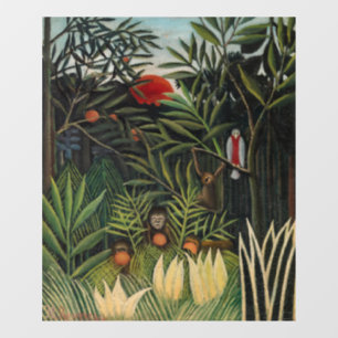 Henri Rousseau - Apen en papegaai in Maagdenbos Raamsticker