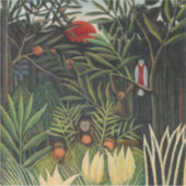 Henri Rousseau - Apen en papegaai in Maagdenbos Sticker (Voorkant)