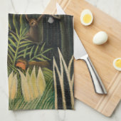 Henri Rousseau - Apen en papegaai in Maagdenbos Theedoek (Quarter Fold)