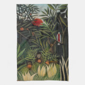 Henri Rousseau - Apen en papegaai in Maagdenbos Theedoek (Verticaal)