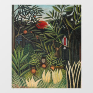 Henri Rousseau - Apen en papegaai in oerwoud Raamsticker