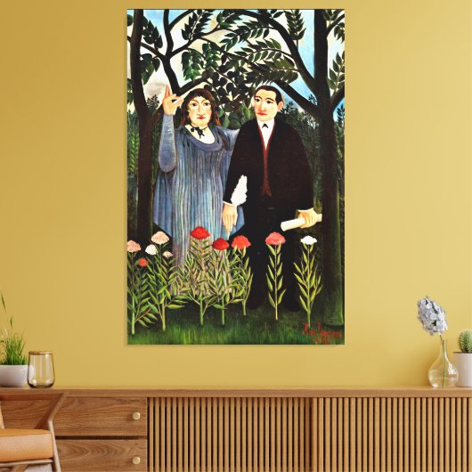 Henri Rousseau art, The Muse Inspirating the Poet Canvas Afdruk (Insitu (Woonkamer))
