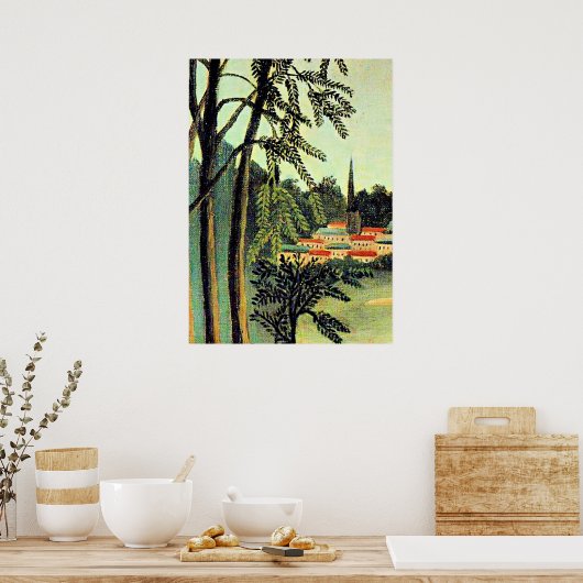 Henri Rousseau art, Uitzicht van Saint Cloud Poster (Keuken)