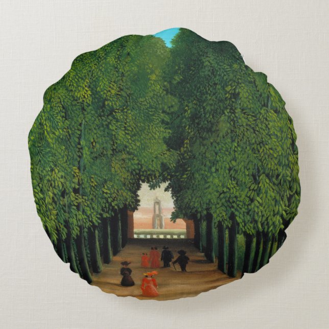 Henri Rousseau, Avenue in Saint Cloud Rond Kussen (Achterkant)