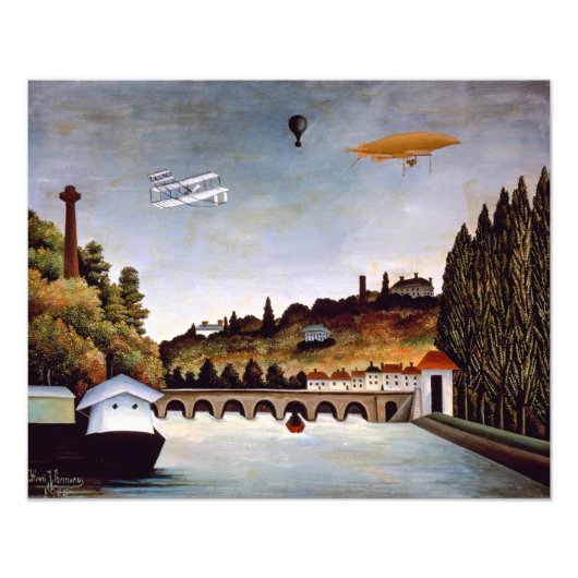 Henri Rousseau - brug van Sevres en heuvels van Cl Foto Afdruk (Voorkant)