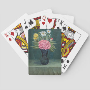 Henri Rousseau - Dahlia's en margrieten in een vaa Pokerkaarten