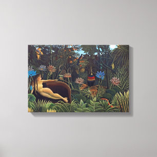 Henri Rousseau De Droom - Jungle vrouw met dieren Canvas Afdruk