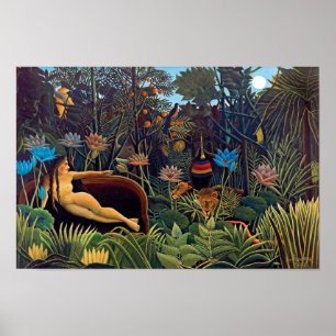 Henri Rousseau De Droom - Jungle vrouw met dieren Poster