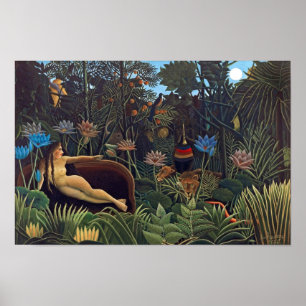 Henri Rousseau De Droom - Jungle vrouw met dieren Poster