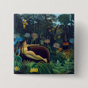 Henri Rousseau - De Droom / Le Reve Vierkante Button 5,1 Cm