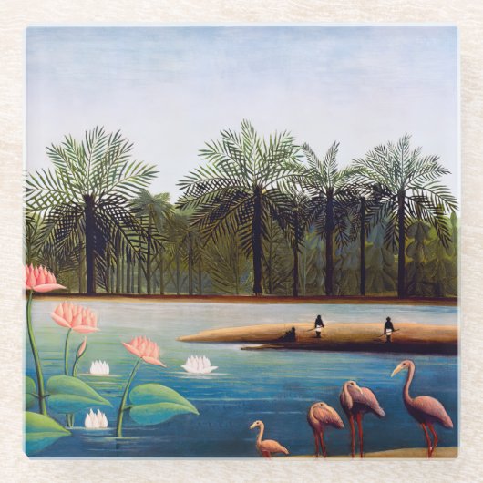 Henri Rousseau - De Flamingoes Glazen Onderzetter (Voorkant)
