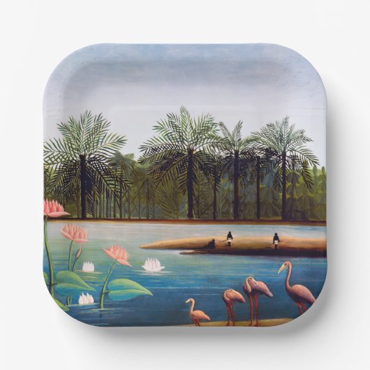 Henri Rousseau - De Flamingoes Papieren Bordje (Voorkant)