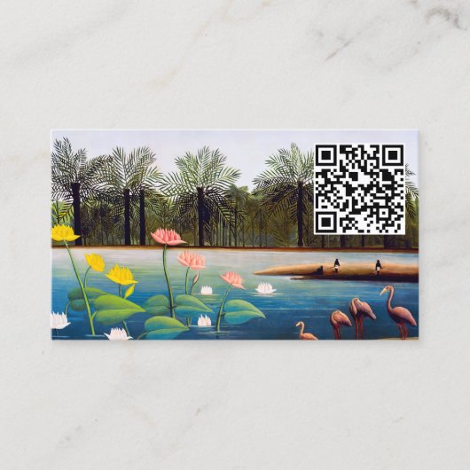 Henri Rousseau - De Flamingoes - QR-code Visitekaartje (Voorkant)