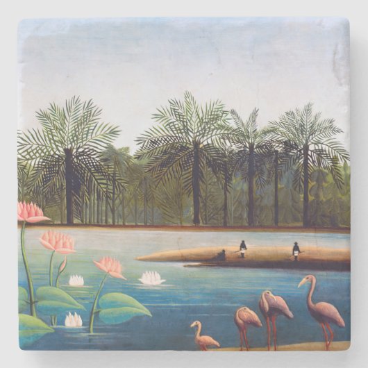 Henri Rousseau - De Flamingoes Stenen Onderzetter (Voorkant)