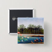 Henri Rousseau - De Flamingoes Vierkante Button 5,1 Cm (Voorkant /achterkant)