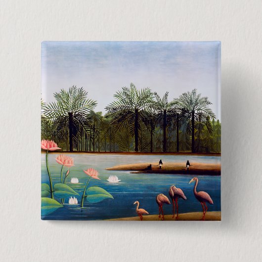 Henri Rousseau - De Flamingoes Vierkante Button 5,1 Cm (Voorkant)