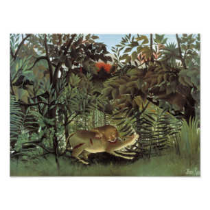 Henri Rousseau - De Hongaarse leeuw die aanstoot Foto Afdruk