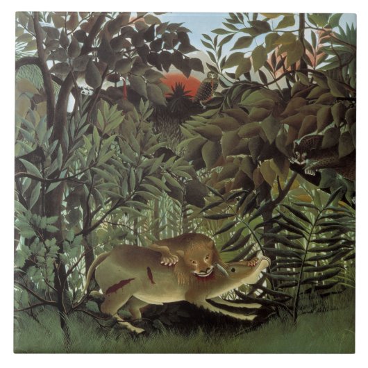 Henri Rousseau - De Hongaarse leeuw die aanstoot Tegeltje (Voorkant)