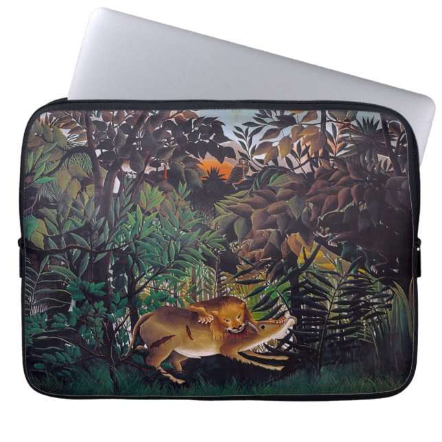 Henri Rousseau - De Hongaarse Leeuw Laptop Sleeve (Voorkant)
