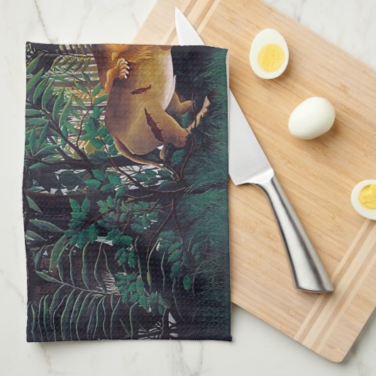 Henri Rousseau - De Hongaarse Leeuw Theedoek (Quarter Fold)