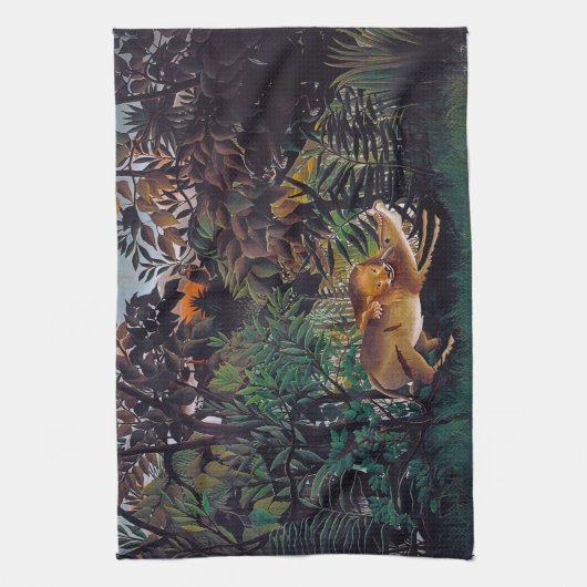 Henri Rousseau - De Hongaarse Leeuw Theedoek (Verticaal)