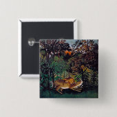 Henri Rousseau - De Hongaarse Leeuw Vierkante Button 5,1 Cm (Voorkant /achterkant)