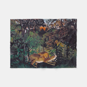 Henri Rousseau - De hongerige leeuw Fleece Deken