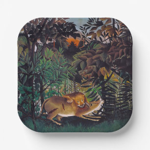 Henri Rousseau - De hongerige leeuw Papieren Bordje