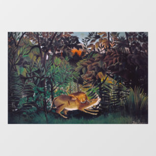 Henri Rousseau - De hongerige leeuw Raamsticker