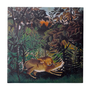 Henri Rousseau - De hongerige leeuw Tegeltje