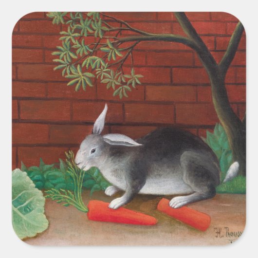 Henri Rousseau - De maaltijd van het konijn Vierkante Sticker (Voorkant)