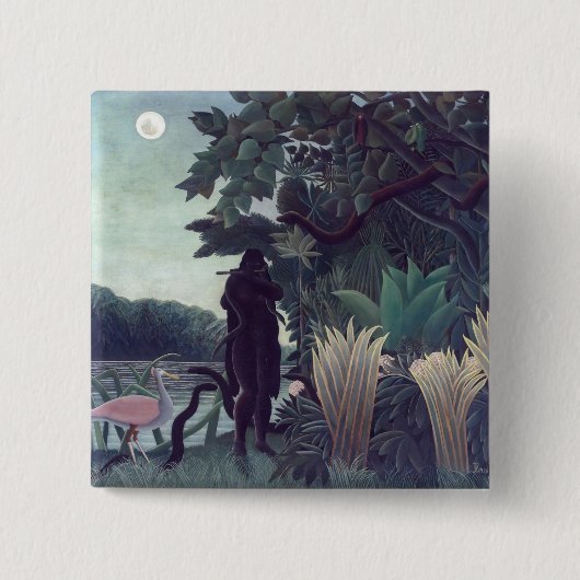 Henri Rousseau - De Slangenbezweerster Vierkante Button 5,1 Cm (Voorkant)