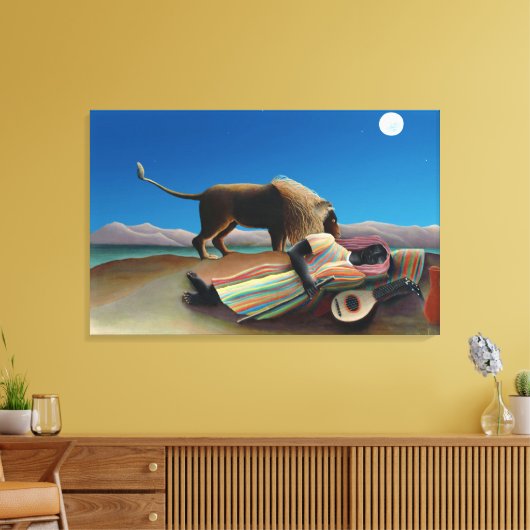 Henri Rousseau - De slapende zigeuner Canvas Afdruk (Insitu (Woonkamer))