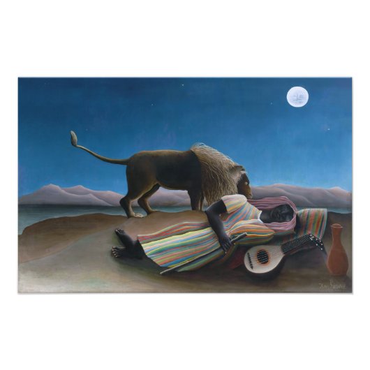 Henri Rousseau - De slapende zigeuner Foto Afdruk (Voorkant)