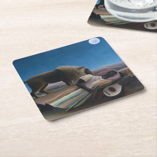 Henri Rousseau - De slapende zigeuner Kartonnen Onderzetters (Schuin)