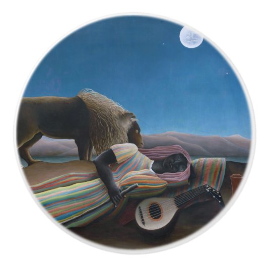 Henri Rousseau - De slapende zigeuner Keramische Knop (Voorkant)