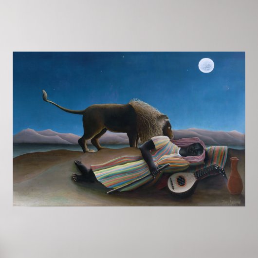 Henri Rousseau - De slapende zigeuner Poster (Voorkant)