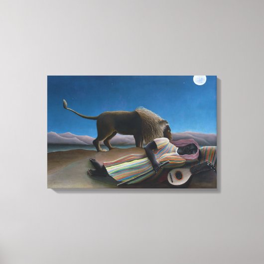 Henri Rousseau - De Slapende Zigeunerin Canvas Afdruk (Voorkant)