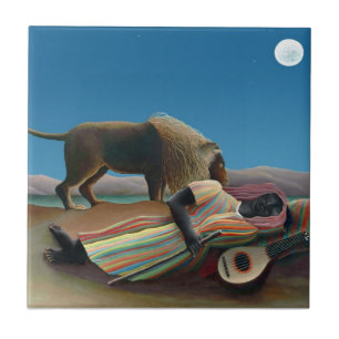Henri Rousseau - De Slapende Zigeunerin Tegeltje