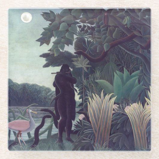 Henri Rousseau - De Snake Charmer Glazen Onderzetter (Voorkant)