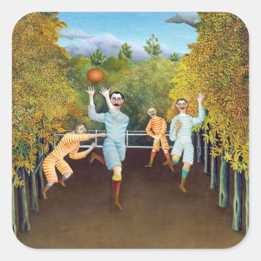 Henri Rousseau - De spelers van het Football Vierkante Sticker (Voorkant)