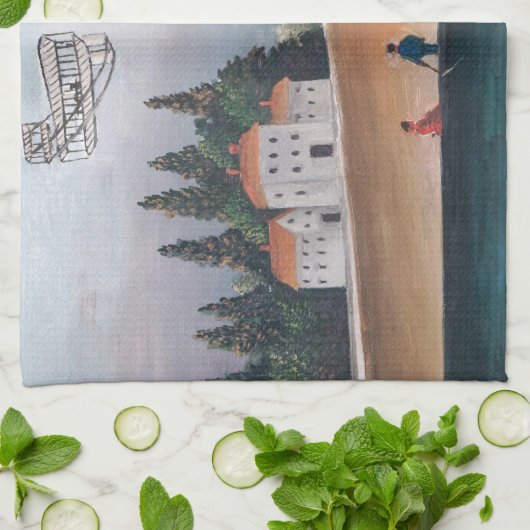 Henri Rousseau - De vissers en het vliegtuig Theedoek (Gevouwen)