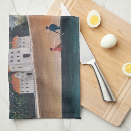 Henri Rousseau - De vissers en het vliegtuig Theedoek (Quarter Fold)