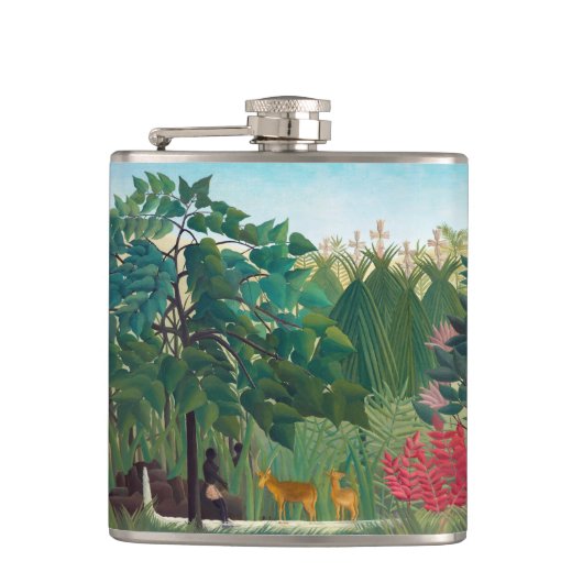 Henri Rousseau - De waterval Heupfles (Voorkant)