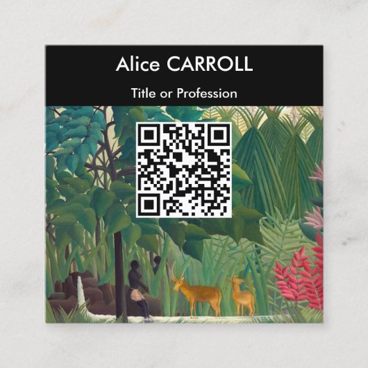 Henri Rousseau - De waterval - QR-code Vierkante Visitekaartje (Voorkant)